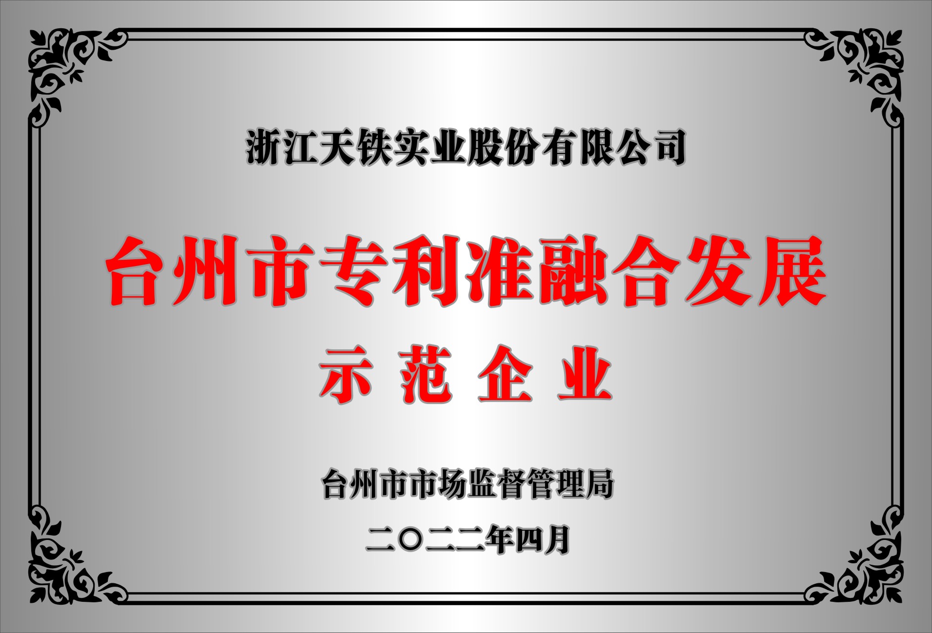 台州市专利标准融合发展示范企业